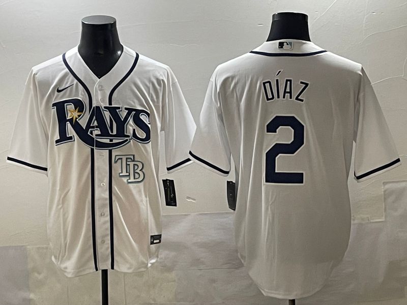 Men 2025 Tampa Bay Rays #2 Diaz White Game Nike MLB Jersey style 7
